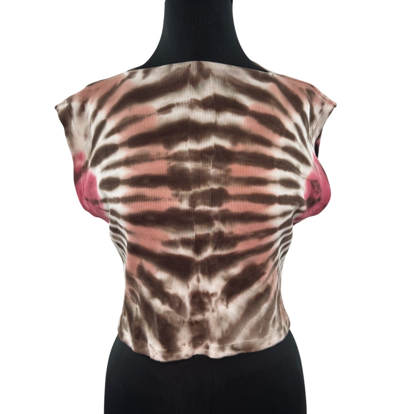 Yfb Young Fabulous & Broke Crop Tank Top Tie-Dye Ribbed Knit Boat Neck M Medium